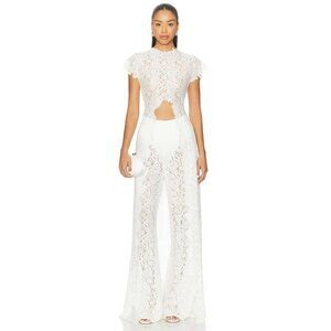 Deme by Gabriella Kianna Set in White Lace Formal Party Jumpsuit